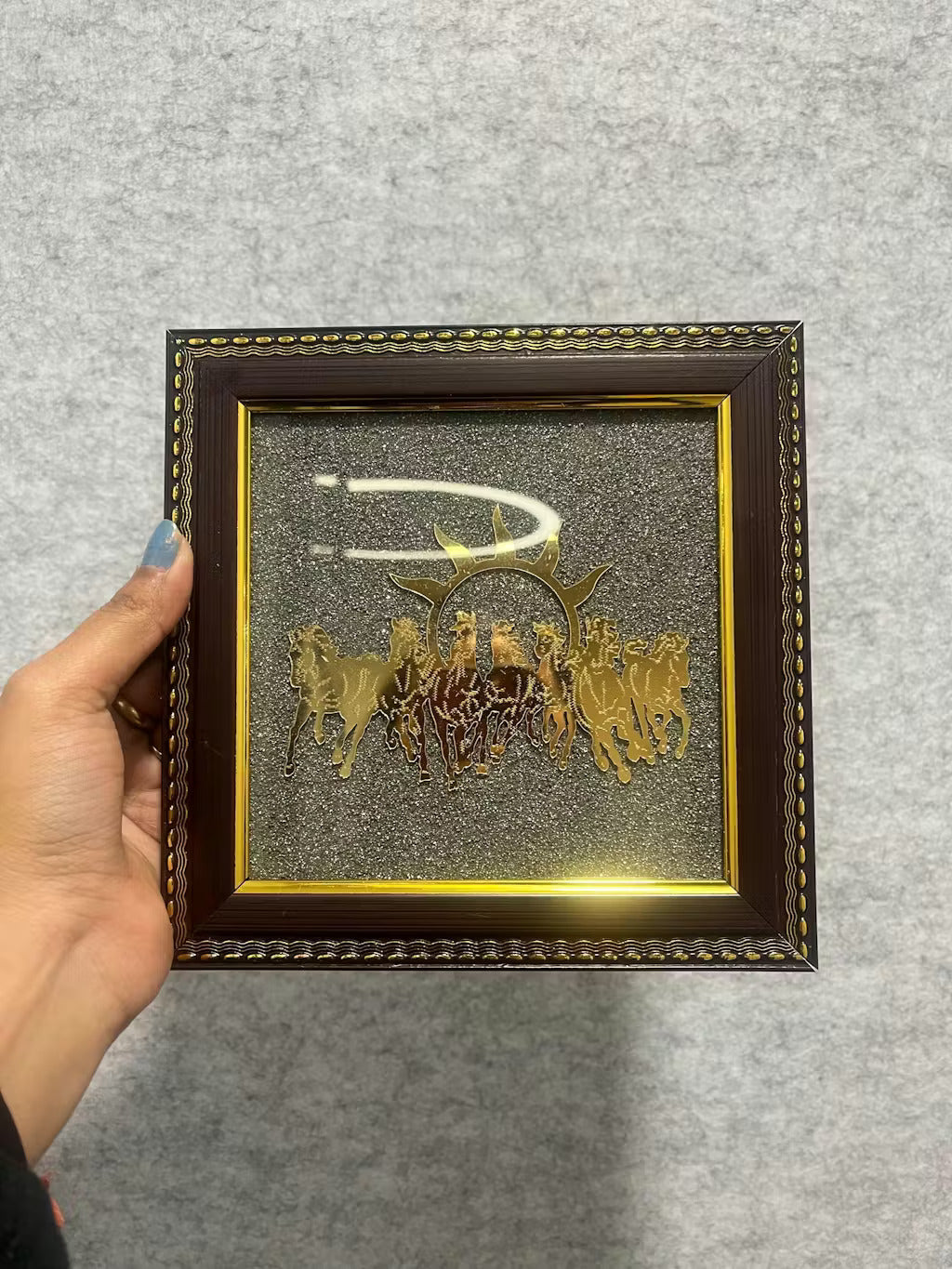 7 Horses on Raw Pyrite Frame