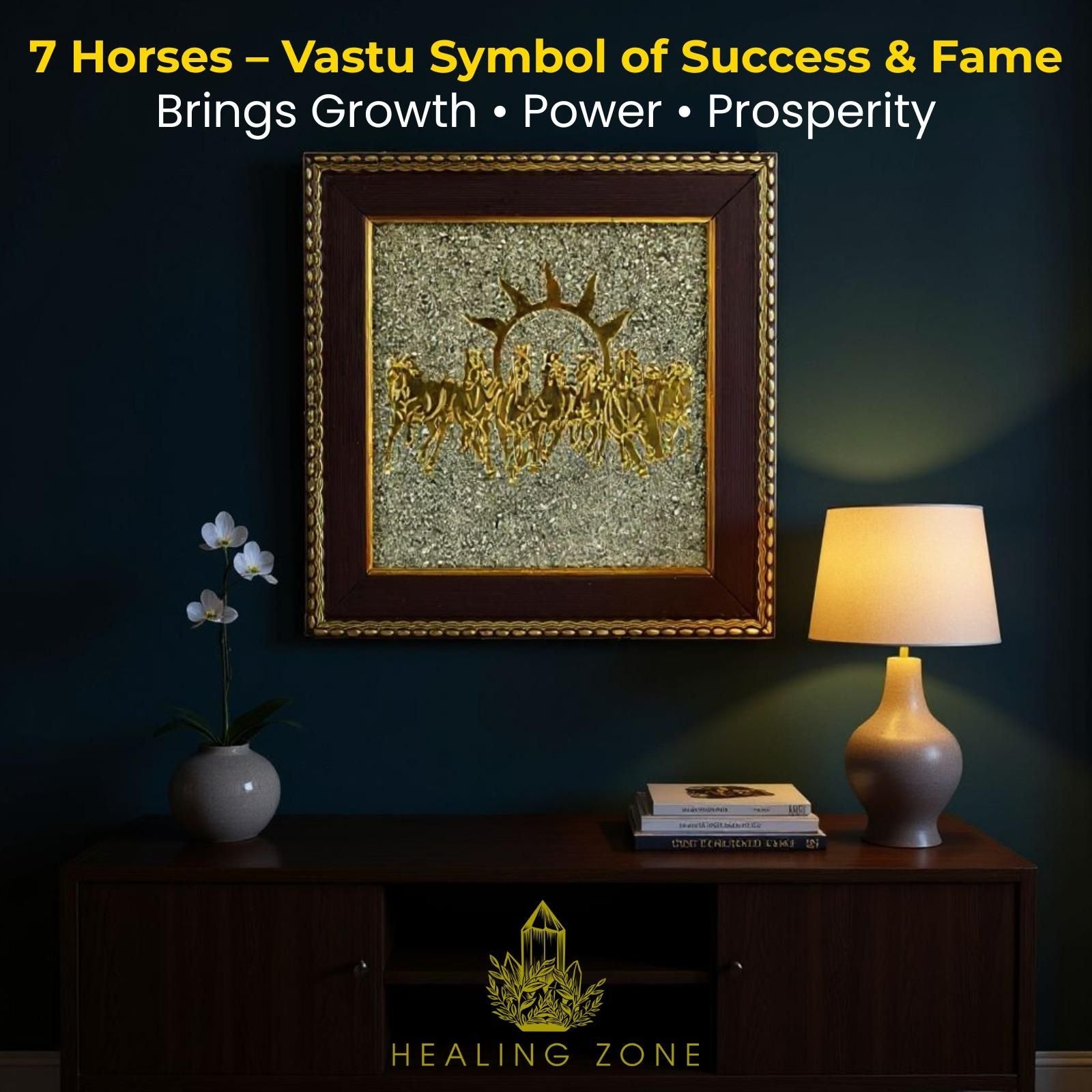 7 Horses on Raw Pyrite Frame