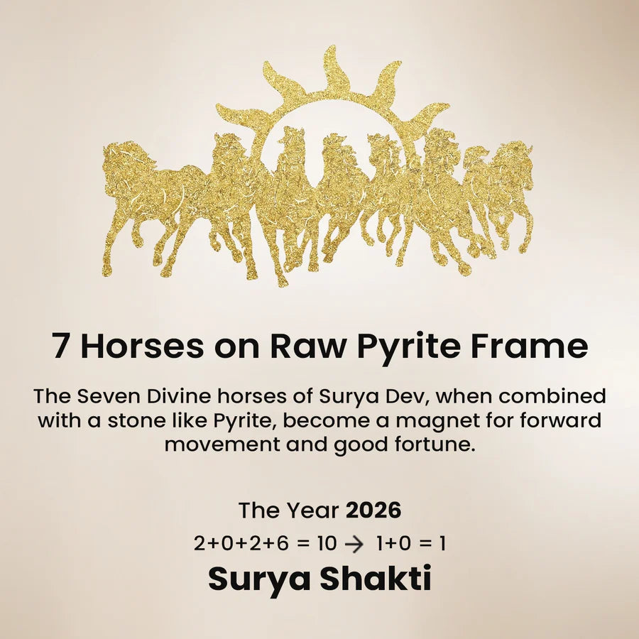 7 Horses on Raw Pyrite Frame